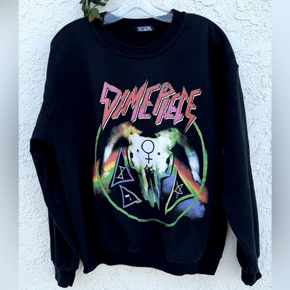 Dimepiece Graphic Sweatshirt with Skull and Symbol Print - Picture 1 of 2